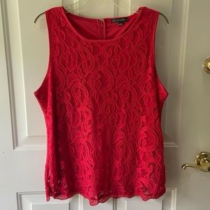 Cherry Red Lace Tank Top